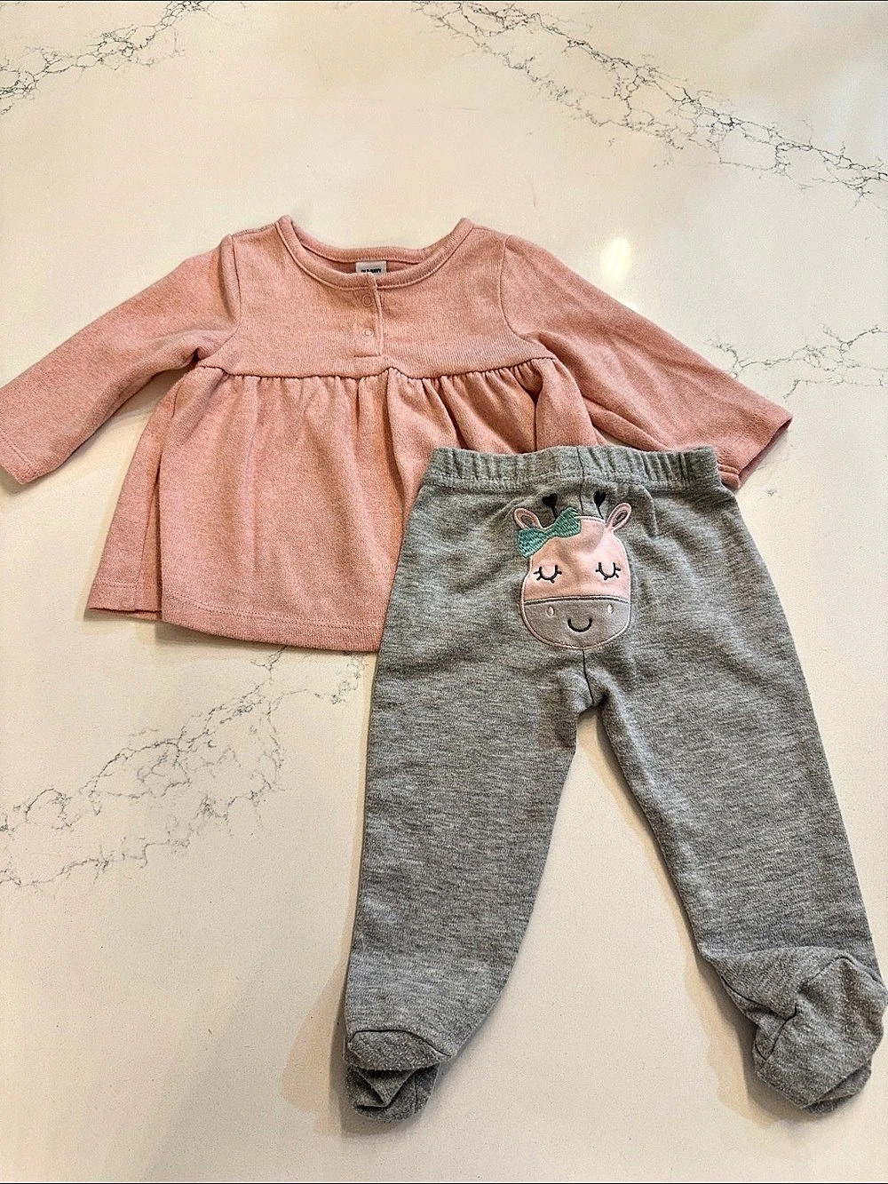 Old Navy & Chick Pea Baby Girl Pink & Gray Matching Set